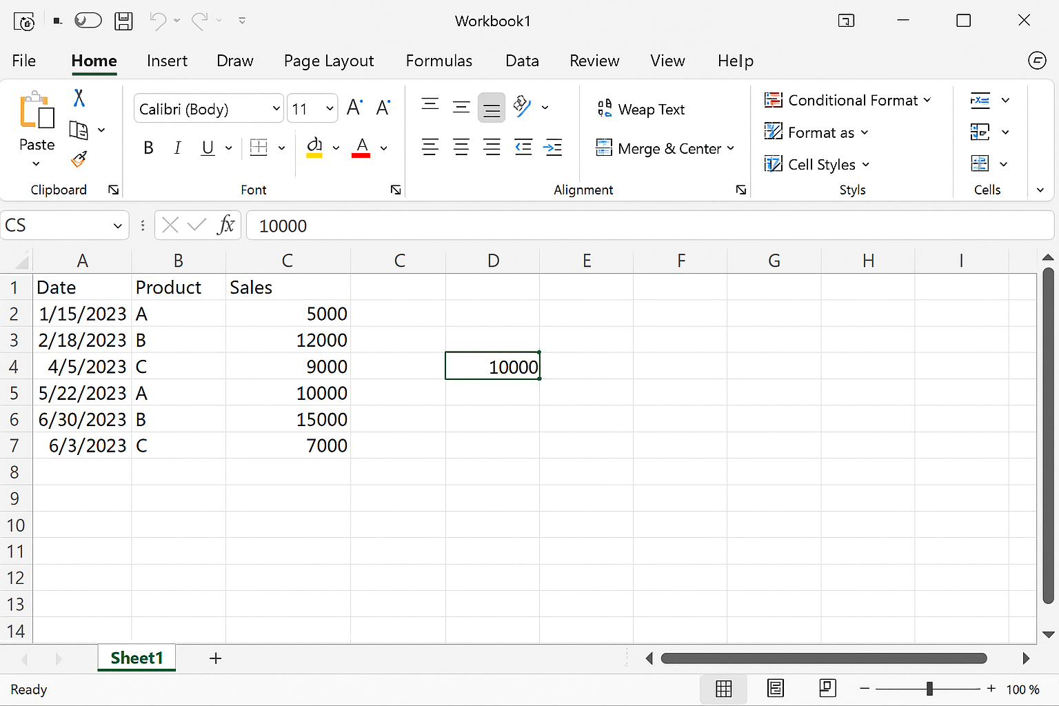Excel worksheet after running a macro that removes all '#' characters from the data