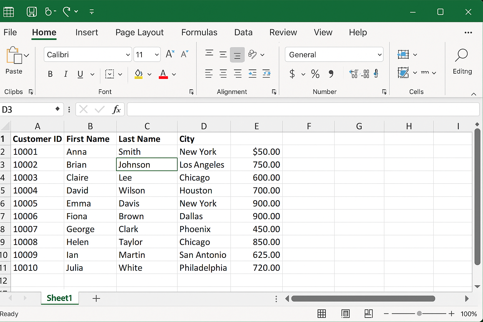 Excel worksheet after running a combined macro that removes duplicates, trims spaces, and converts column A to Proper Case