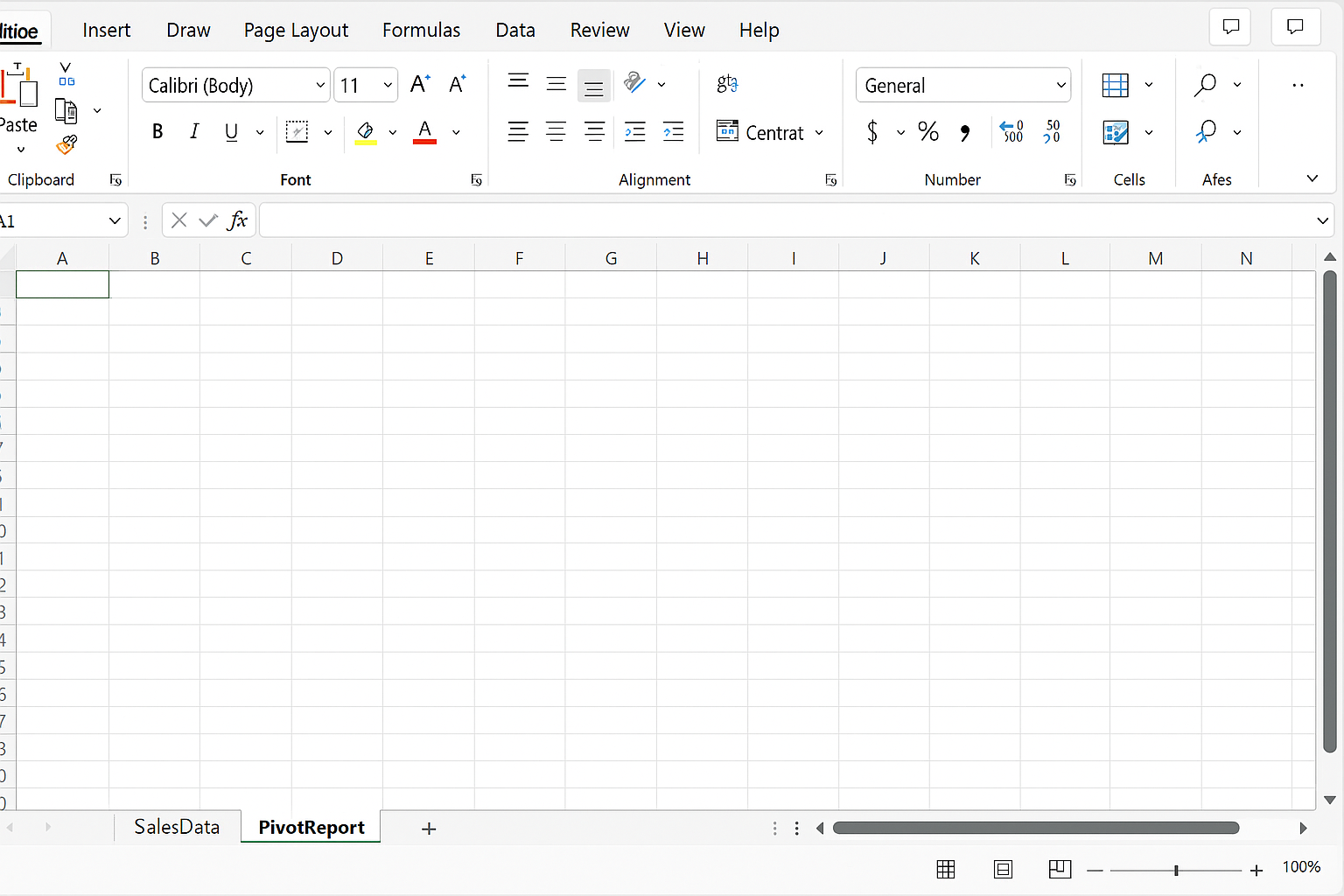 Excel workbook with a new worksheet named PivotReport added