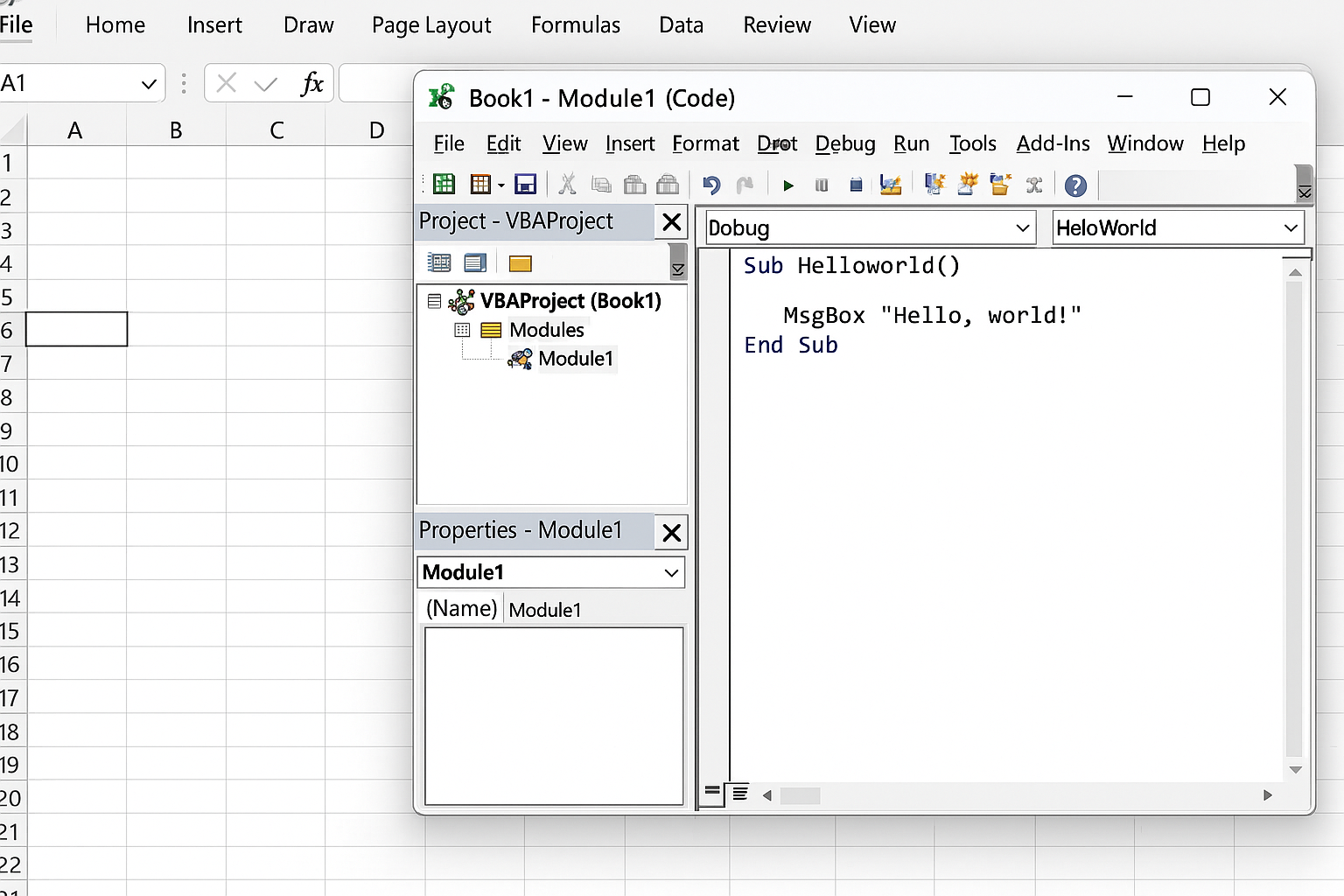 Excel VBA editor window open after pressing ALT + F11