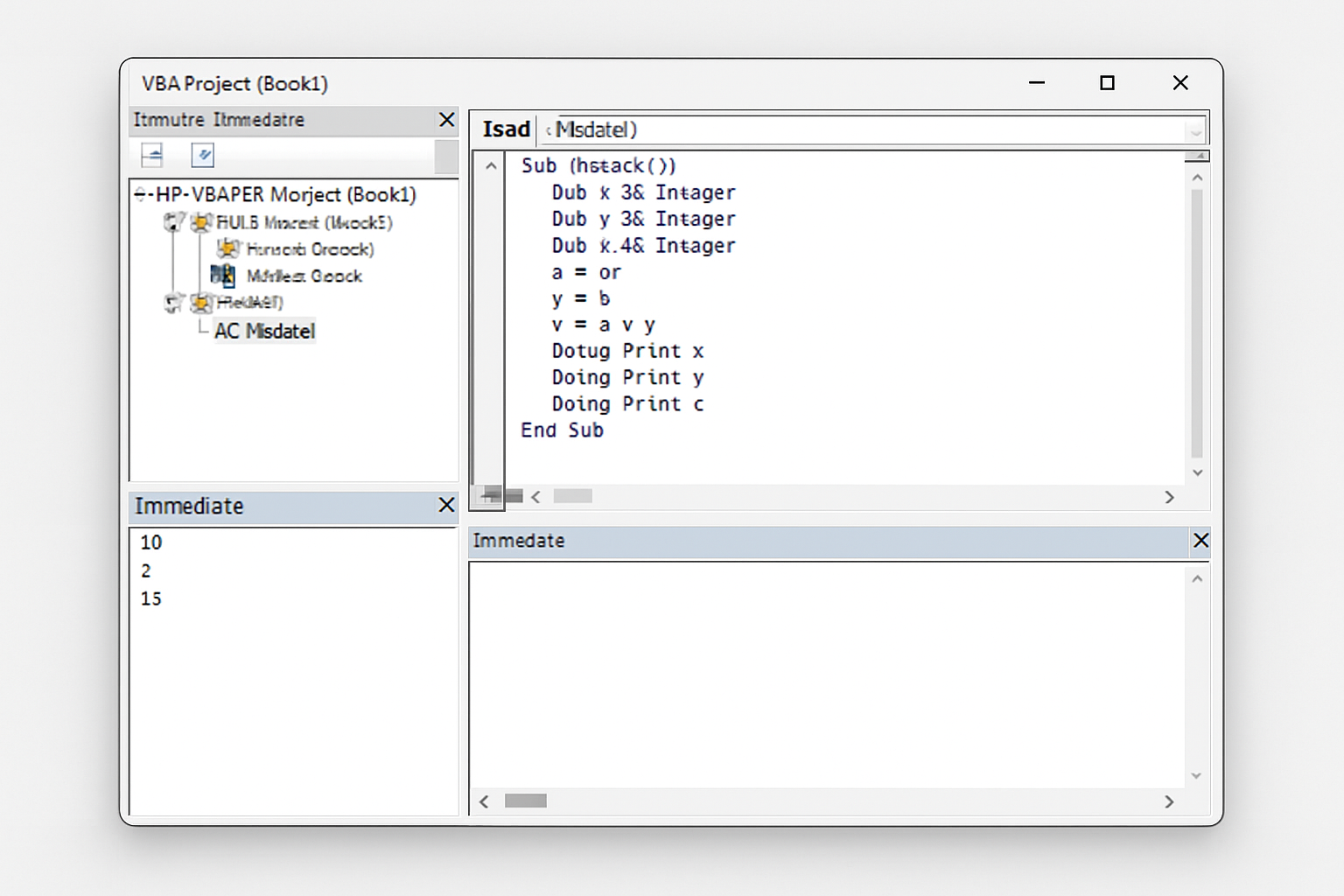 Immediate Window showing output from Debug.Print statements