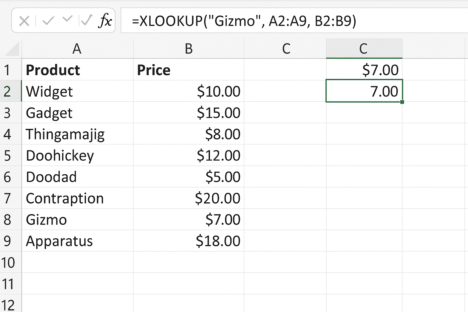 Excel worksheet highlighting equal length lookup and return arrays to avoid #VALUE! errors