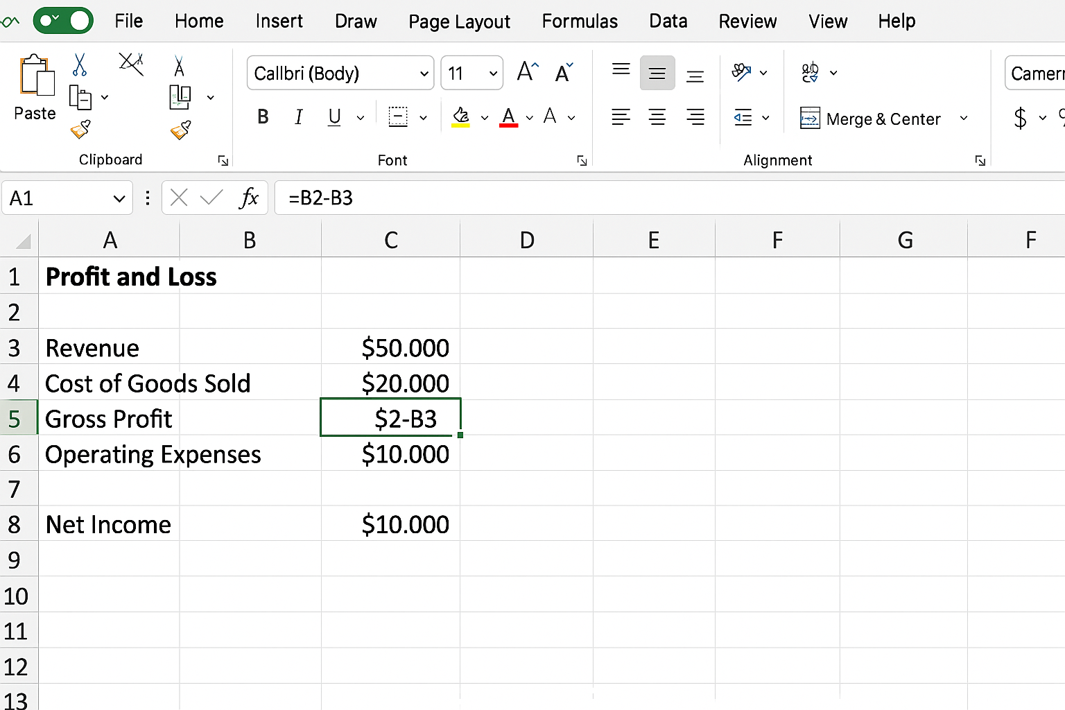 Excel worksheet with columns auto-fitted to content width